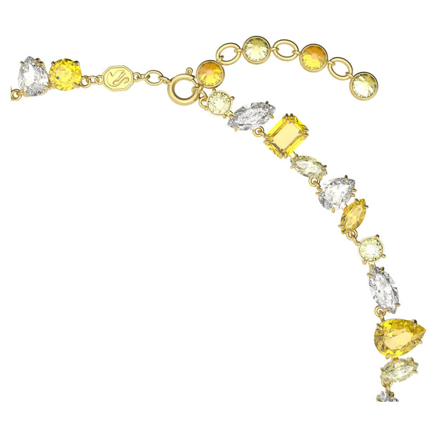 Swarovski Gema necklace, Mixed cuts, Yellow, Gold-tone plated