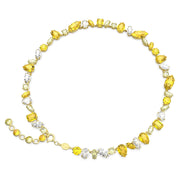 Swarovski Gema necklace, Mixed cuts, Yellow, Gold-tone plated