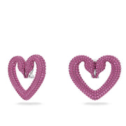 Swarovski Una clip earrings, Heart, Large, Pink, Rhodium plated