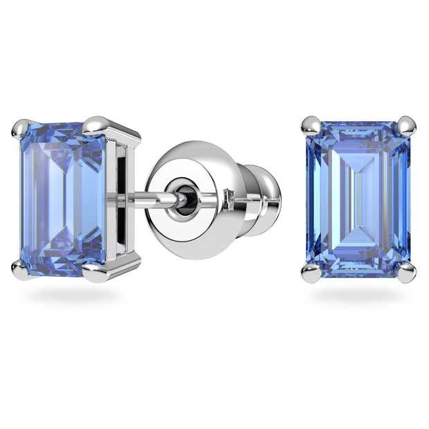 Swarovski Millenia Stud Earrings and Pendant Necklace Set, Blue Coloured Crystal in a Rhodium Plated Setting, from the Millenia Collection