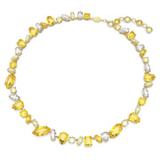 Swarovski Gema necklace, Mixed cuts, Yellow, Gold-tone plated